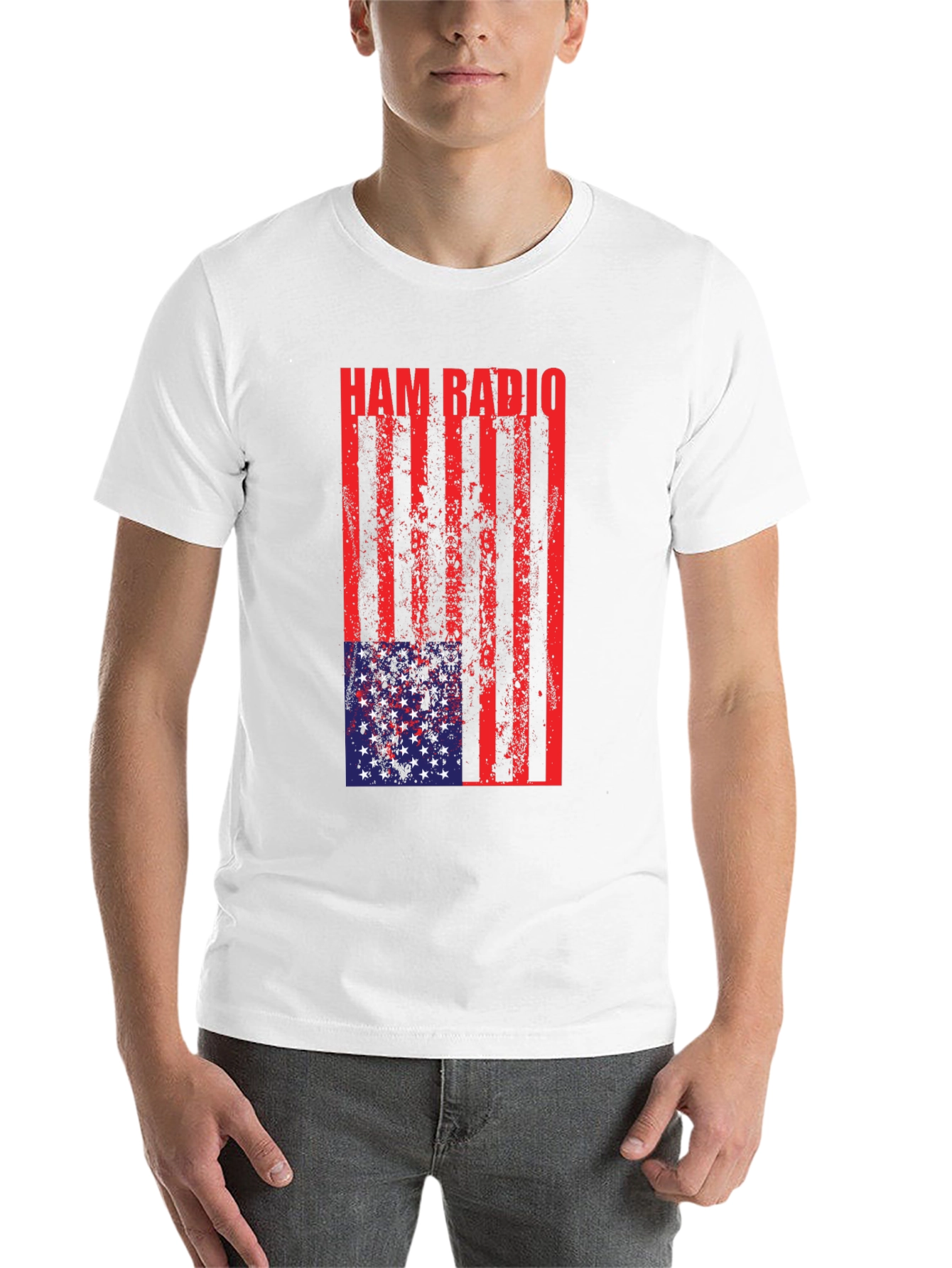 Black Ham Radio USA Flag T-Shirt view 14