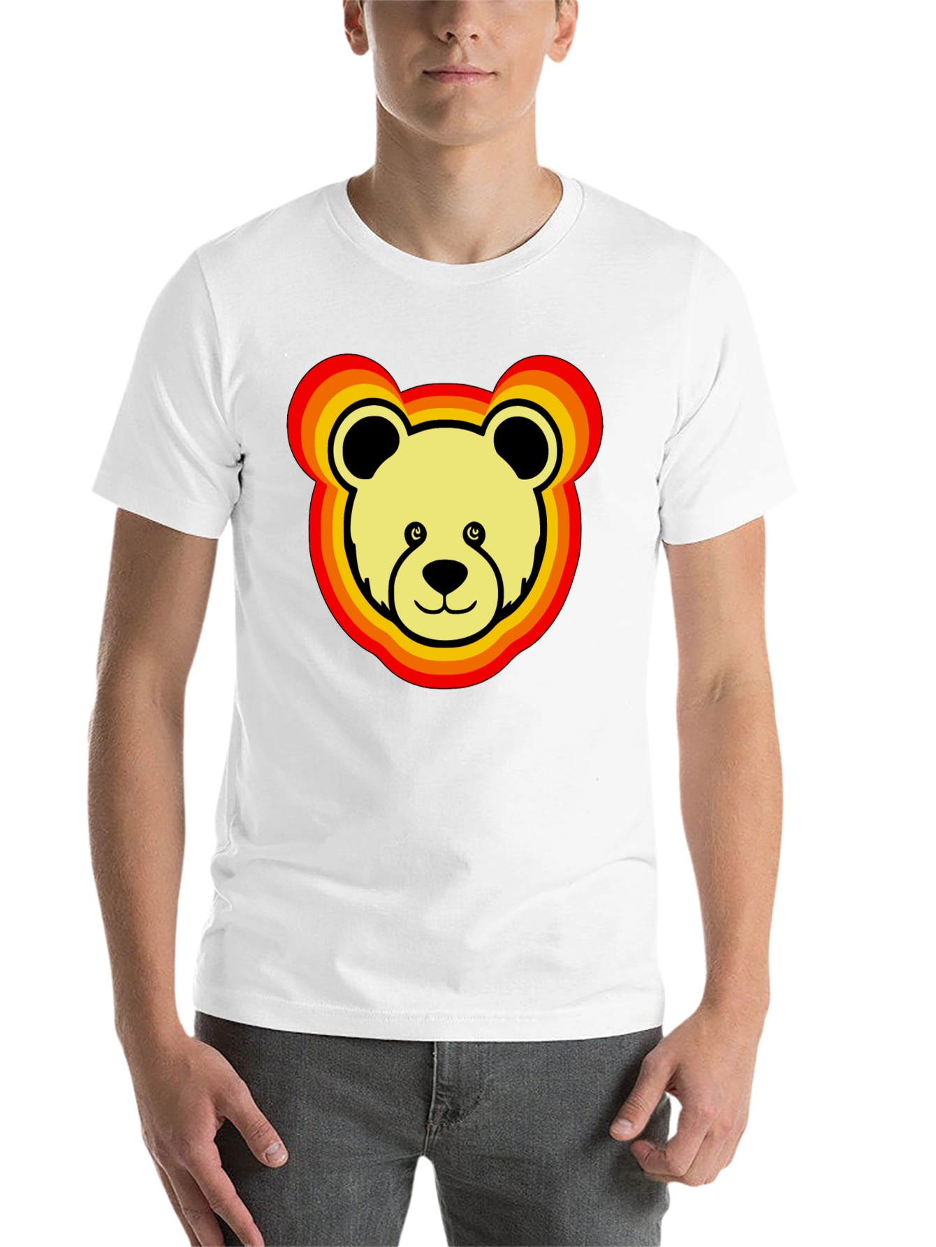 Black Retro Bear Graphic Tee - Black Cotton Blend view 14