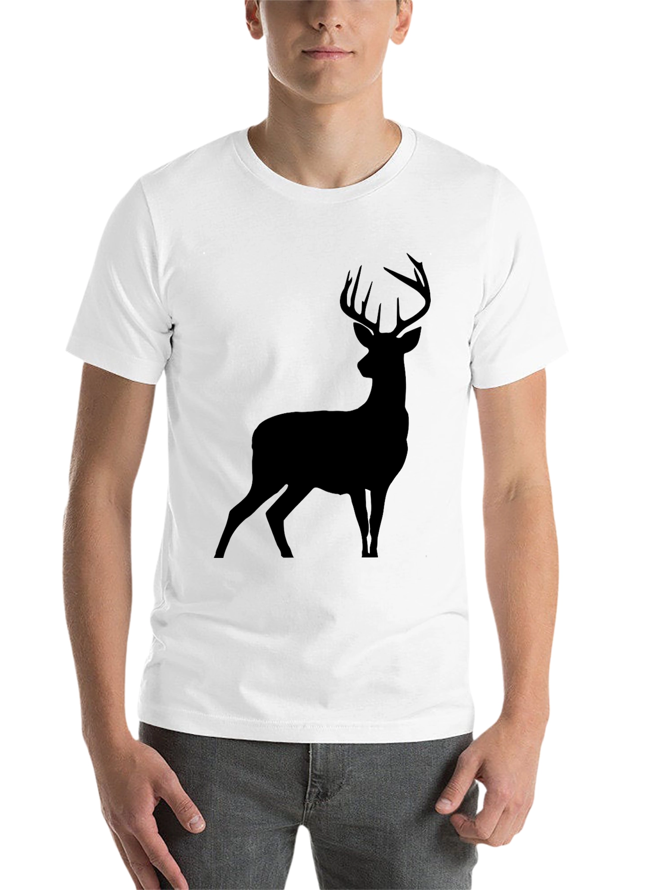 Black Black Deer Silhouette Graphic T-Shirt view 14