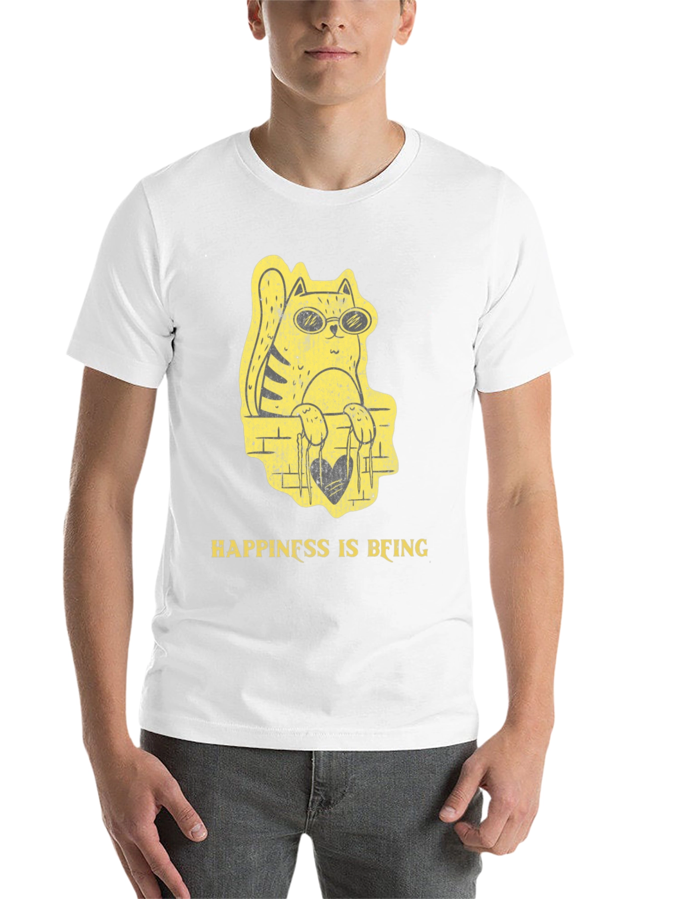 Black Cool Cat Graphic Tee - Happiness Is Being view 14