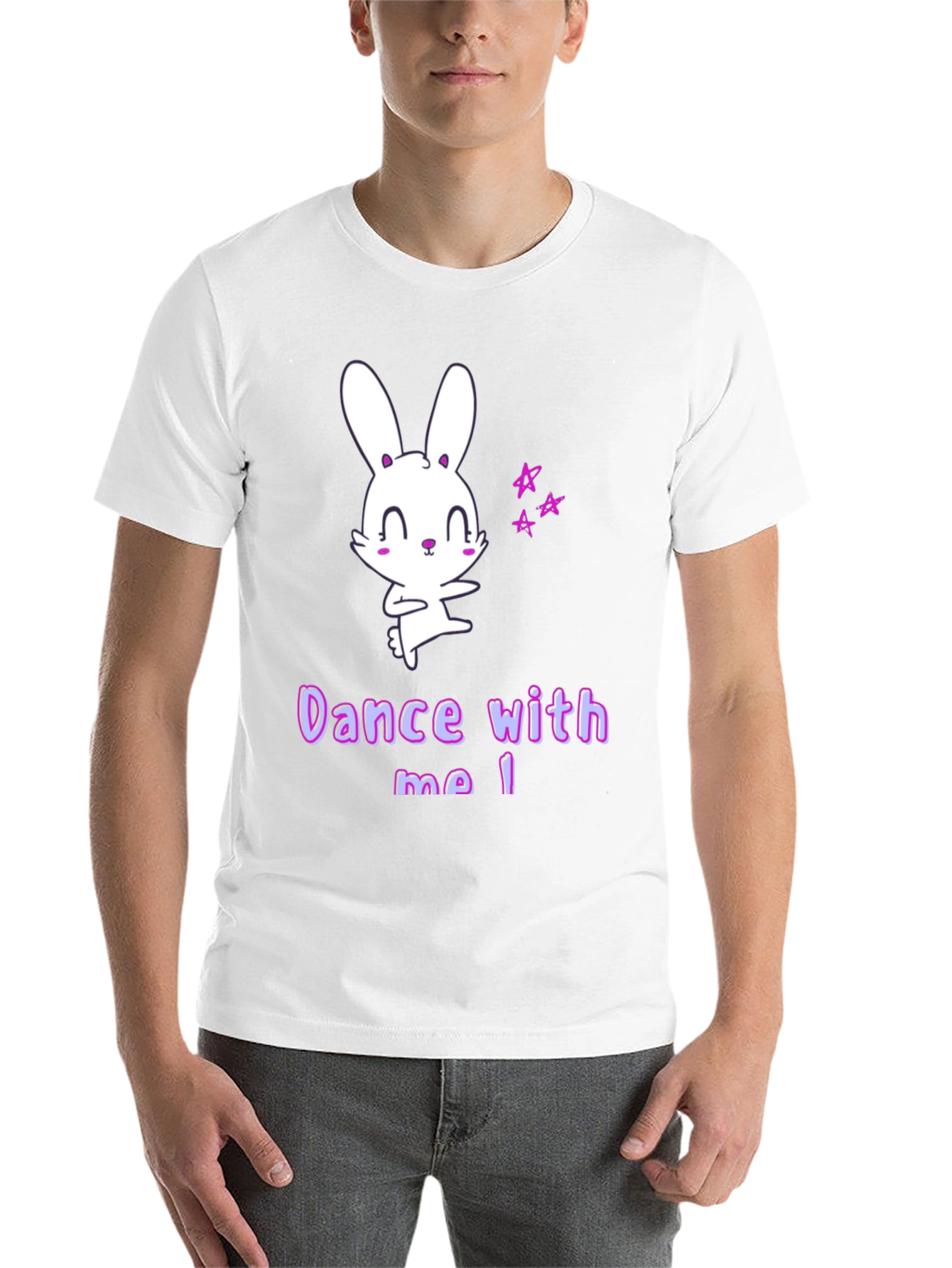 Black Cute Cartoon Bunny Dance With Me T-Shirt view 14