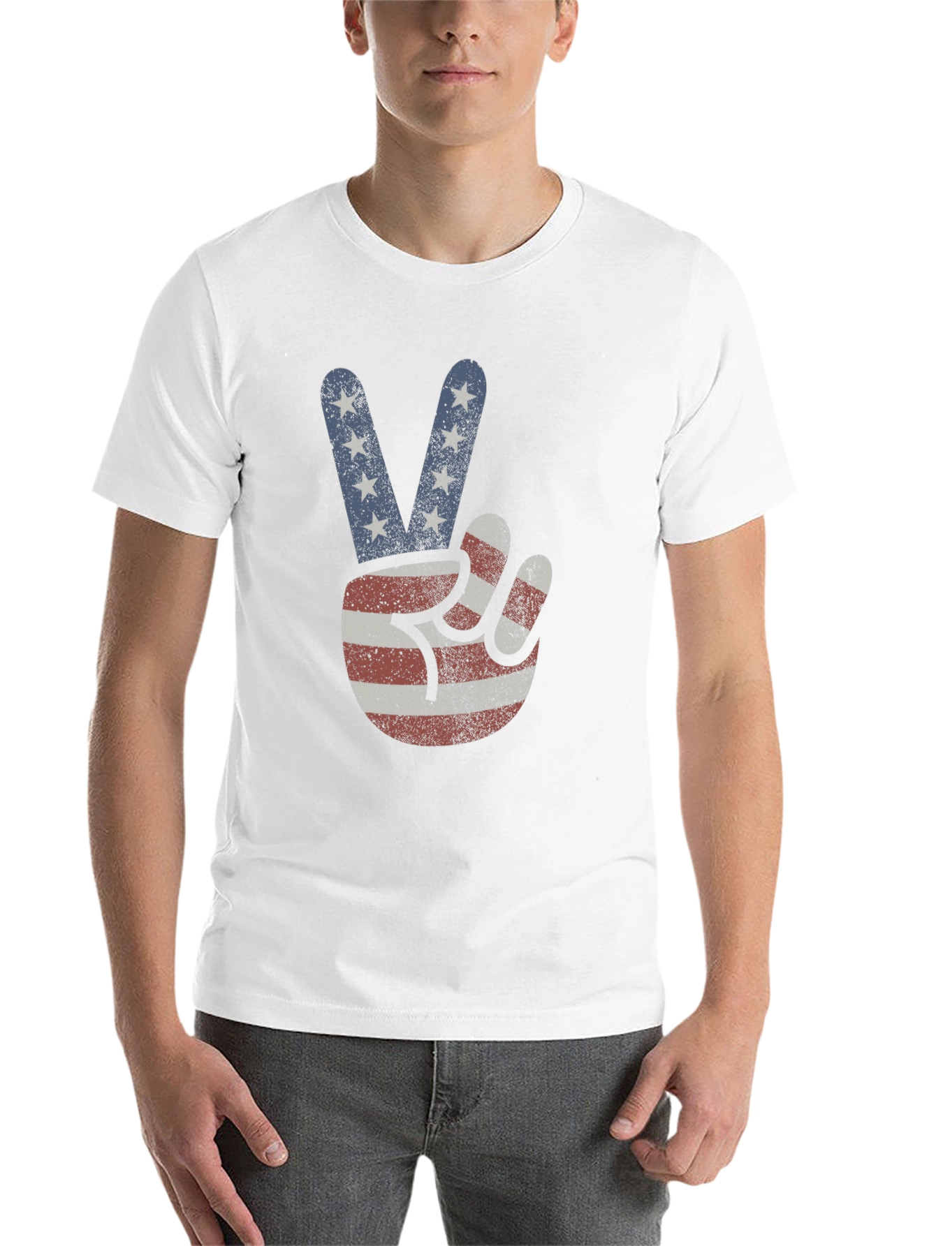 Black American Flag Peace Sign T-Shirt view 14