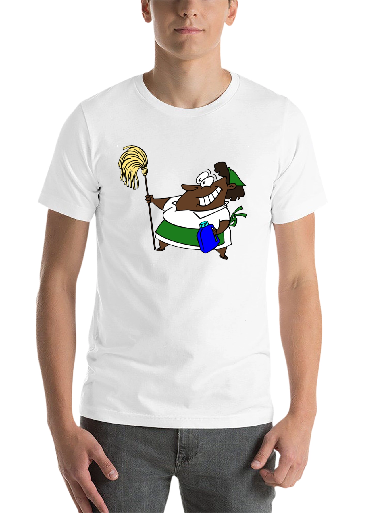Black Cartoon Cleaning Lady Graphic Tee view 14