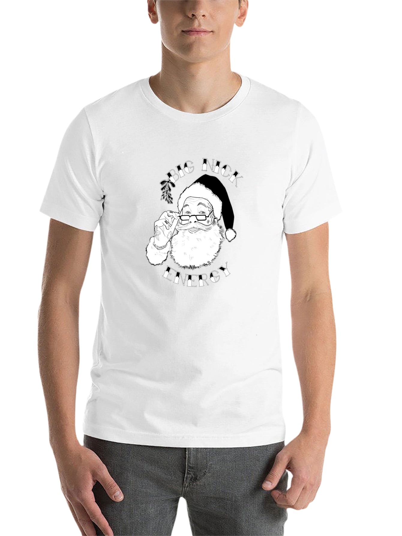 Black Big Nick Energy Santa T-Shirt - Christmas Humor Tee view 14