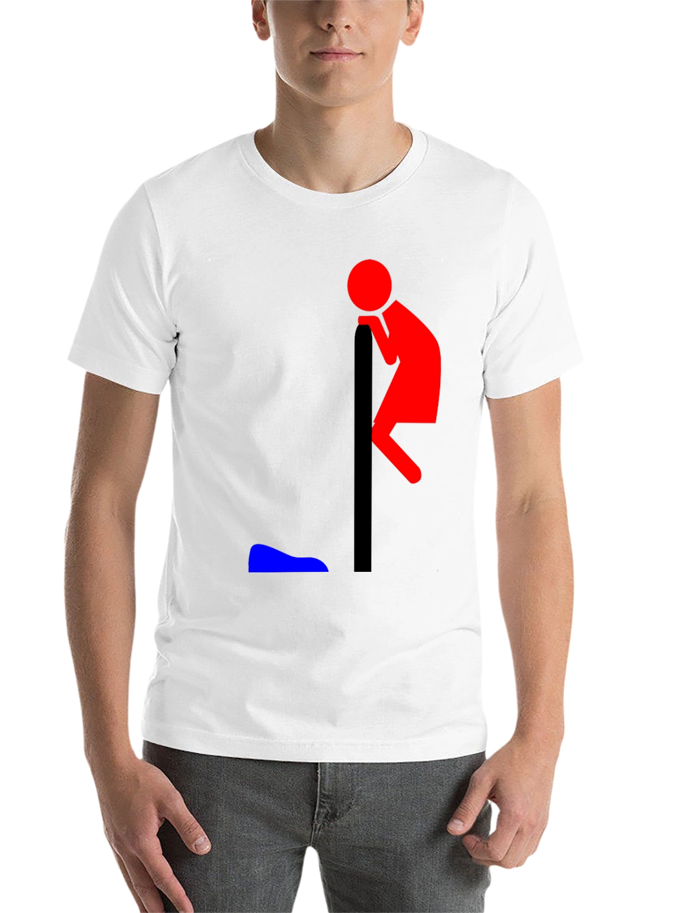 Black Funny Leaning Man Graphic T-Shirt view 14