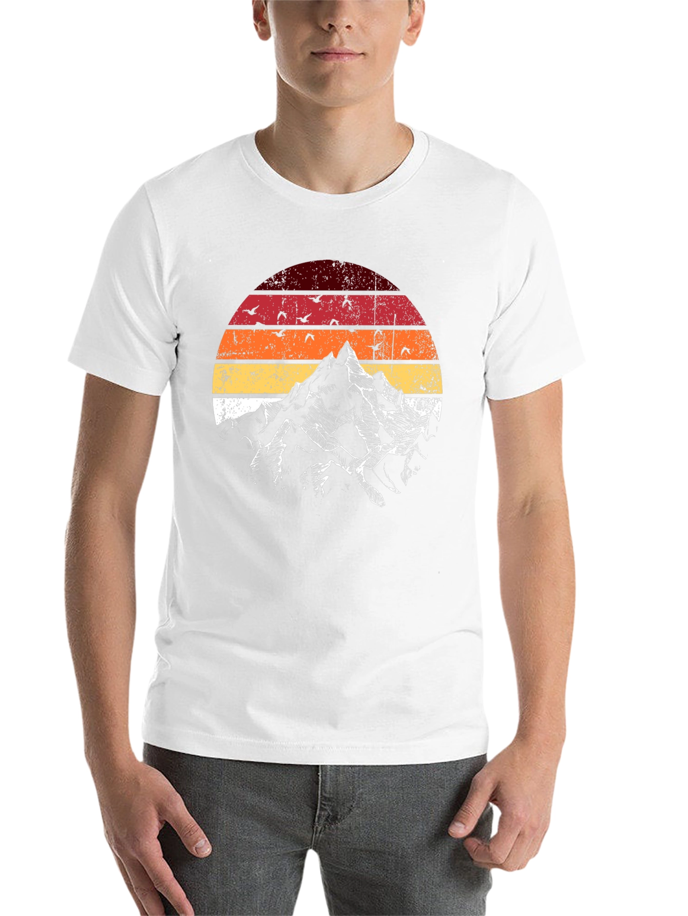 Black Vintage Mountain Sunset Graphic Tee view 14