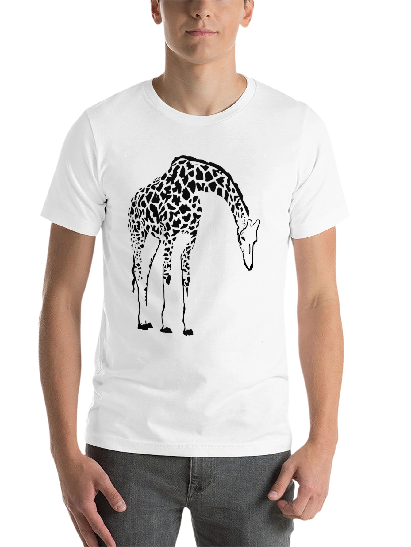Black Giraffe Graphic Print Crew Neck T-Shirt view 14