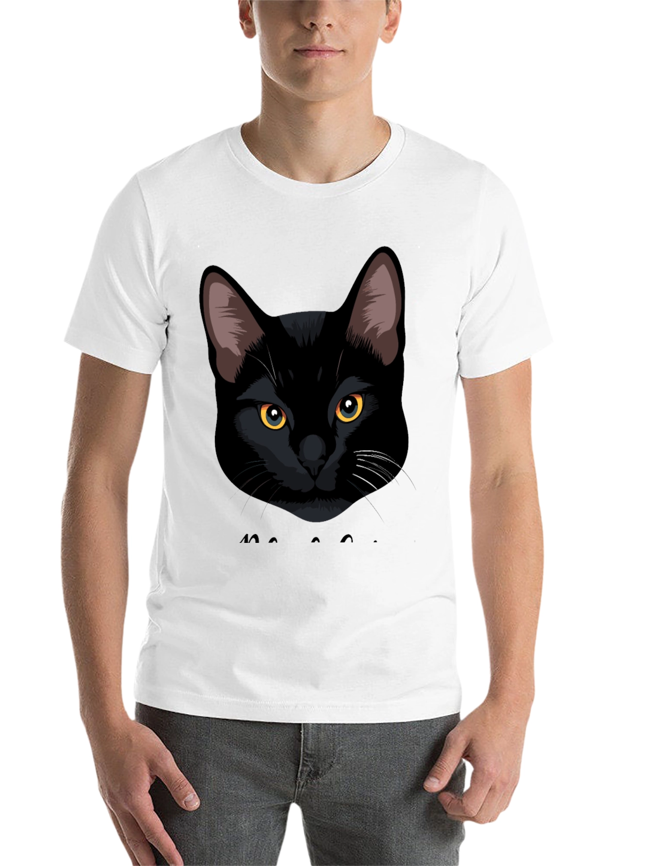 Black Black Cat Graphic Tee - Men's Casual T-Shirt view 14