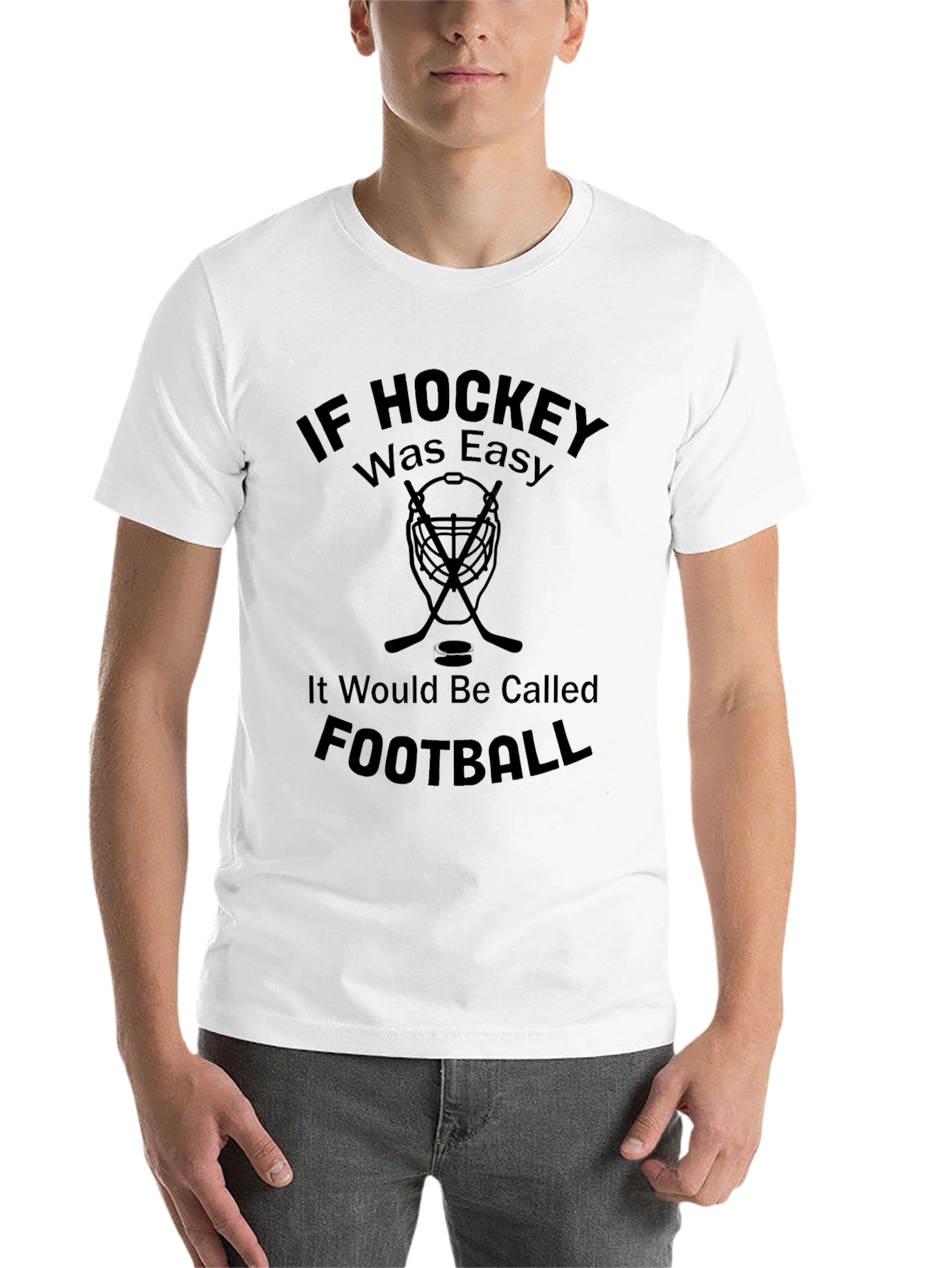 Black Hockey vs Football T-Shirt - Men's Black Graphic Tee view 14