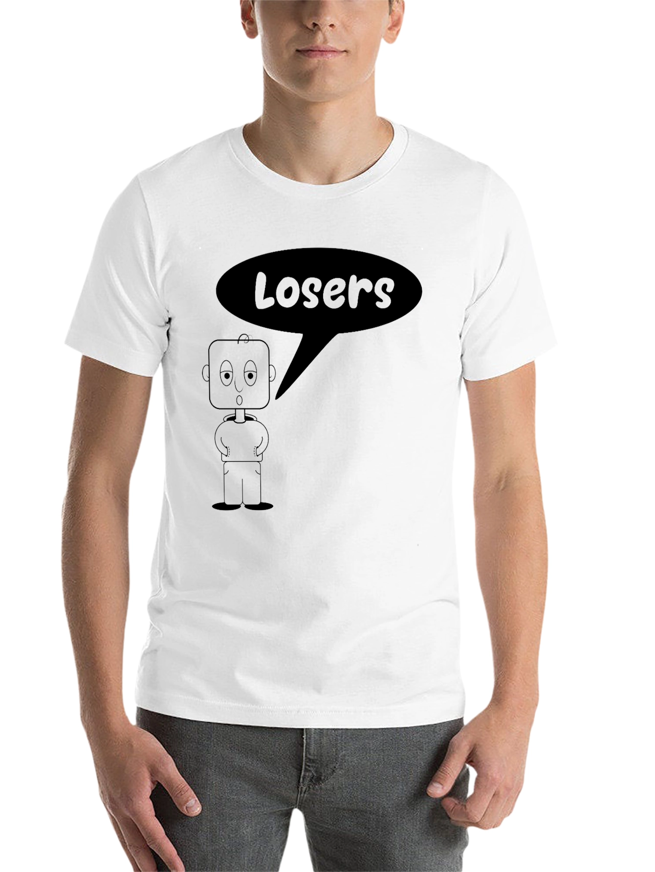 Black Losers Robot Graphic Tee - Mens Black T-Shirt view 14