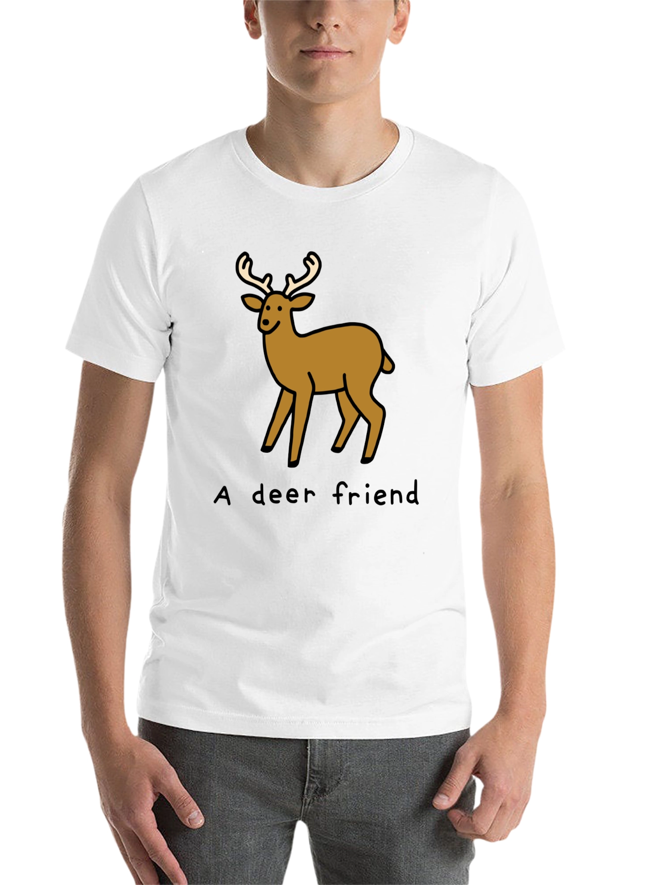 Black A Deer Friend Graphic Tee - Soft Black Cotton view 14