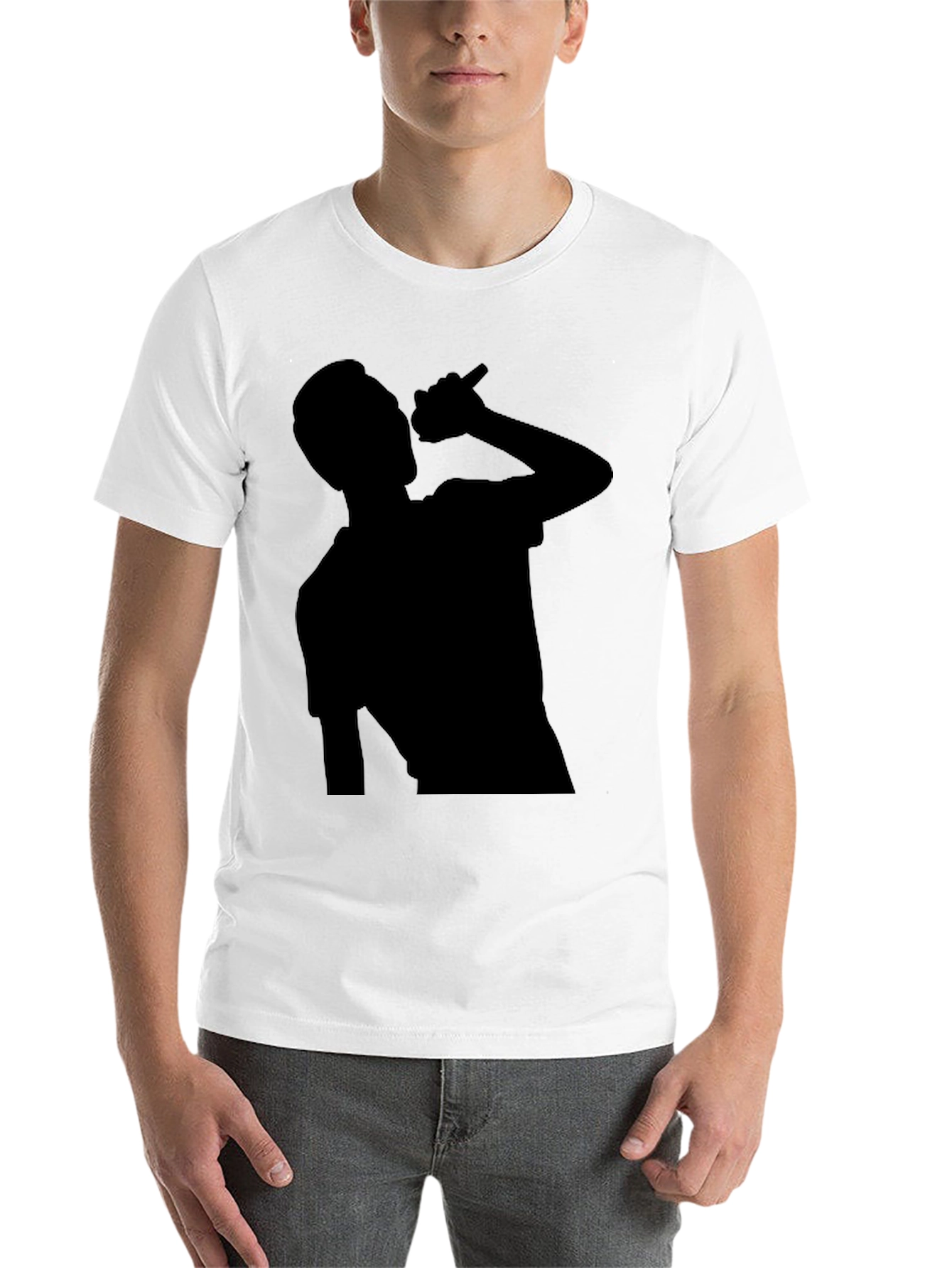 Black Silhouette Singer Graphic Tee - Black Cotton T-Shirt view 14