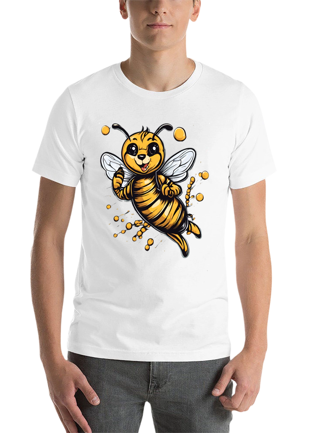 Black Cute Cartoon Bee Graphic T-Shirt view 14