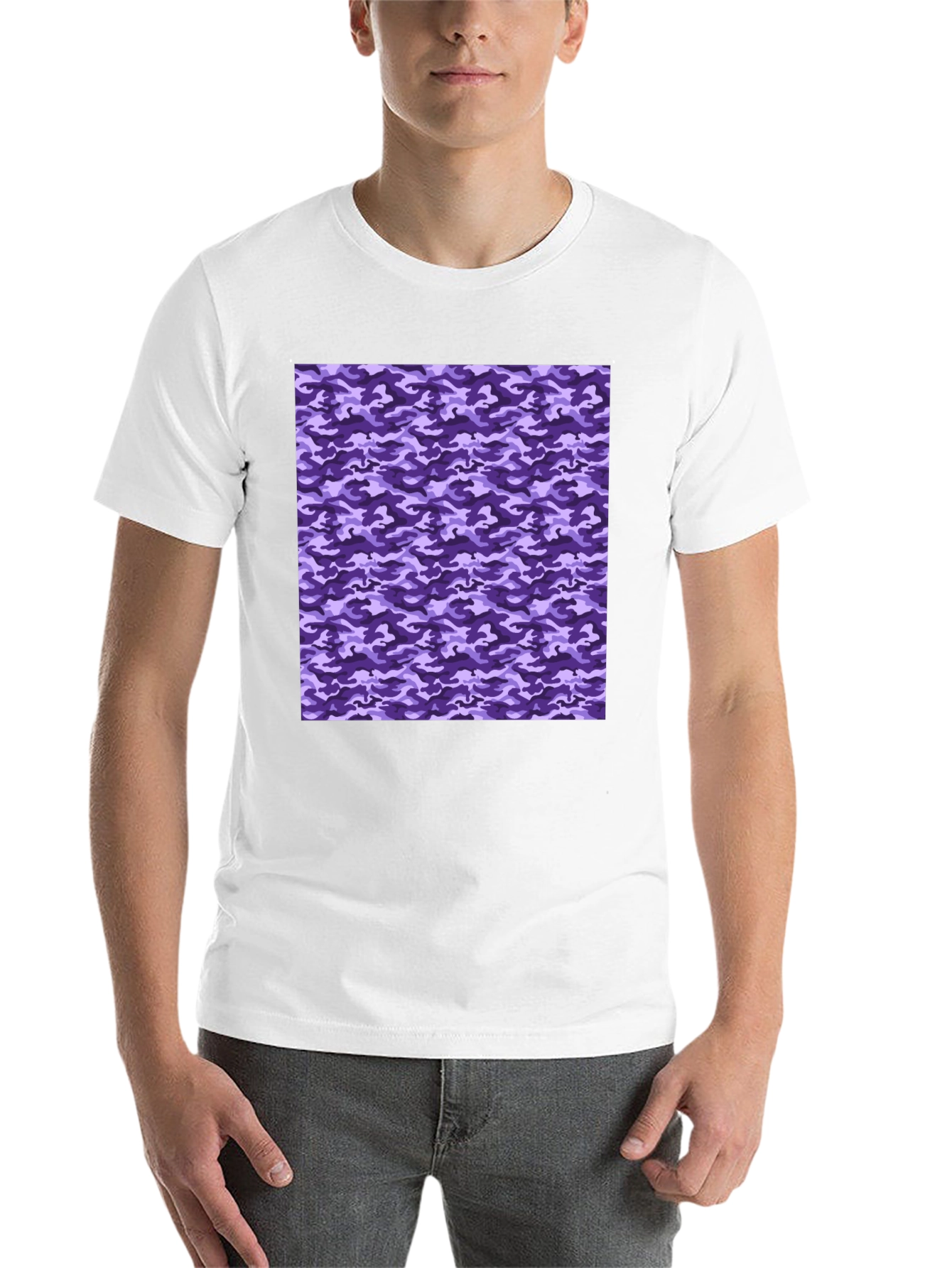 Black Purple Camo Print Black T-Shirt view 14