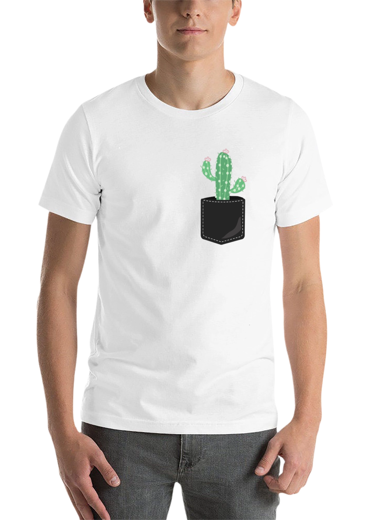 Black Cactus Pocket T-Shirt - Trendy Graphic Tee view 14