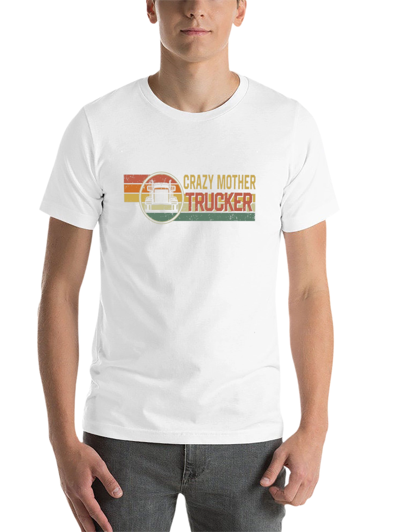 Black Crazy Mother Trucker T-Shirt - Vintage Style view 14