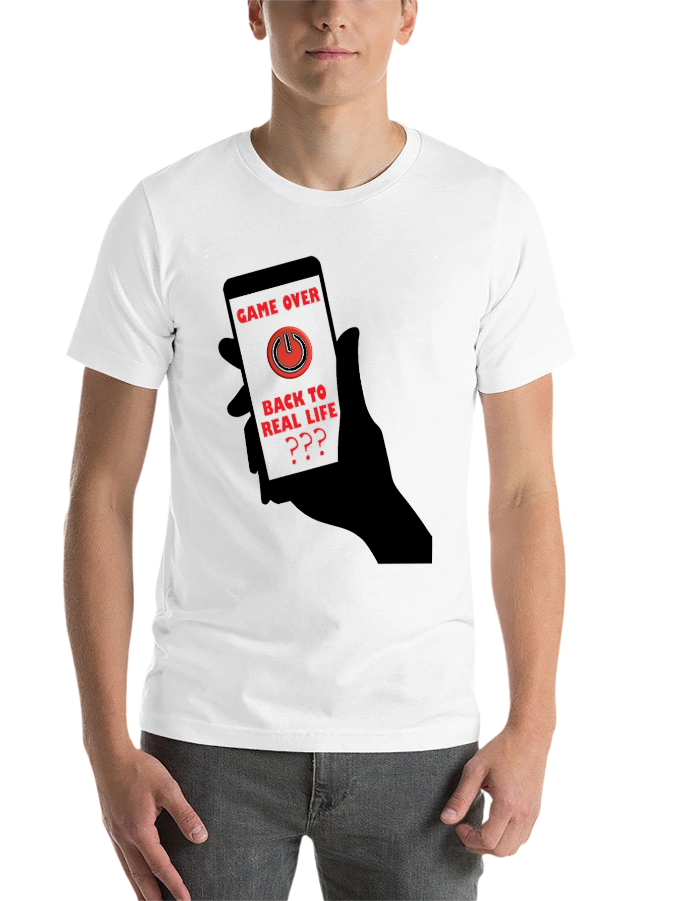 Black Game Over Black T-Shirt - Back to Real Life? view 14