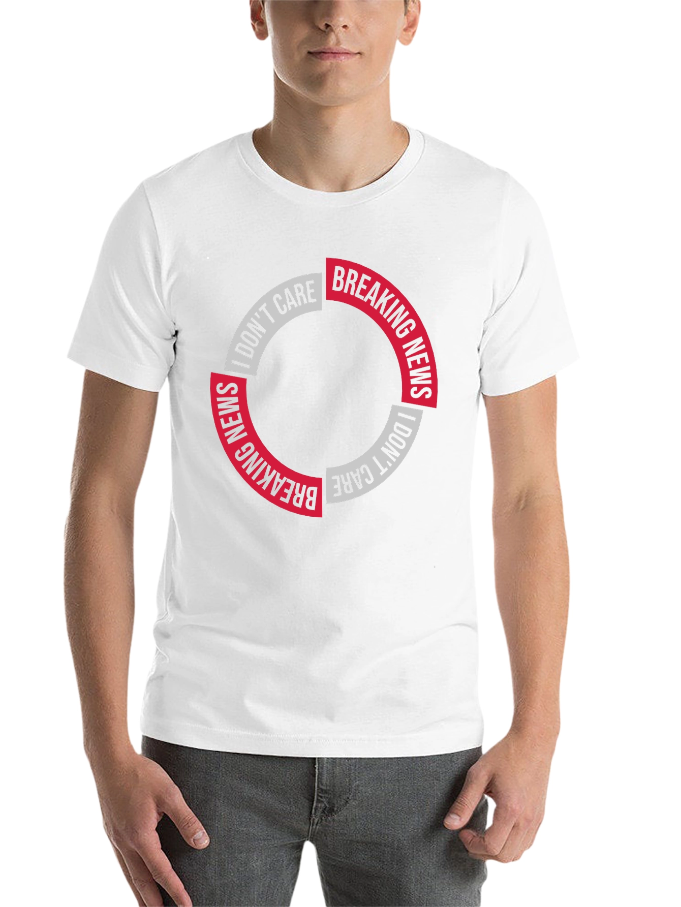 Black Breaking News I Don't Care Graphic Tee view 14