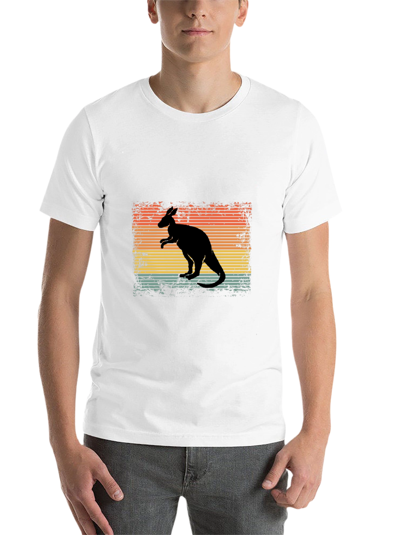 Black Retro Kangaroo Graphic T-Shirt view 14