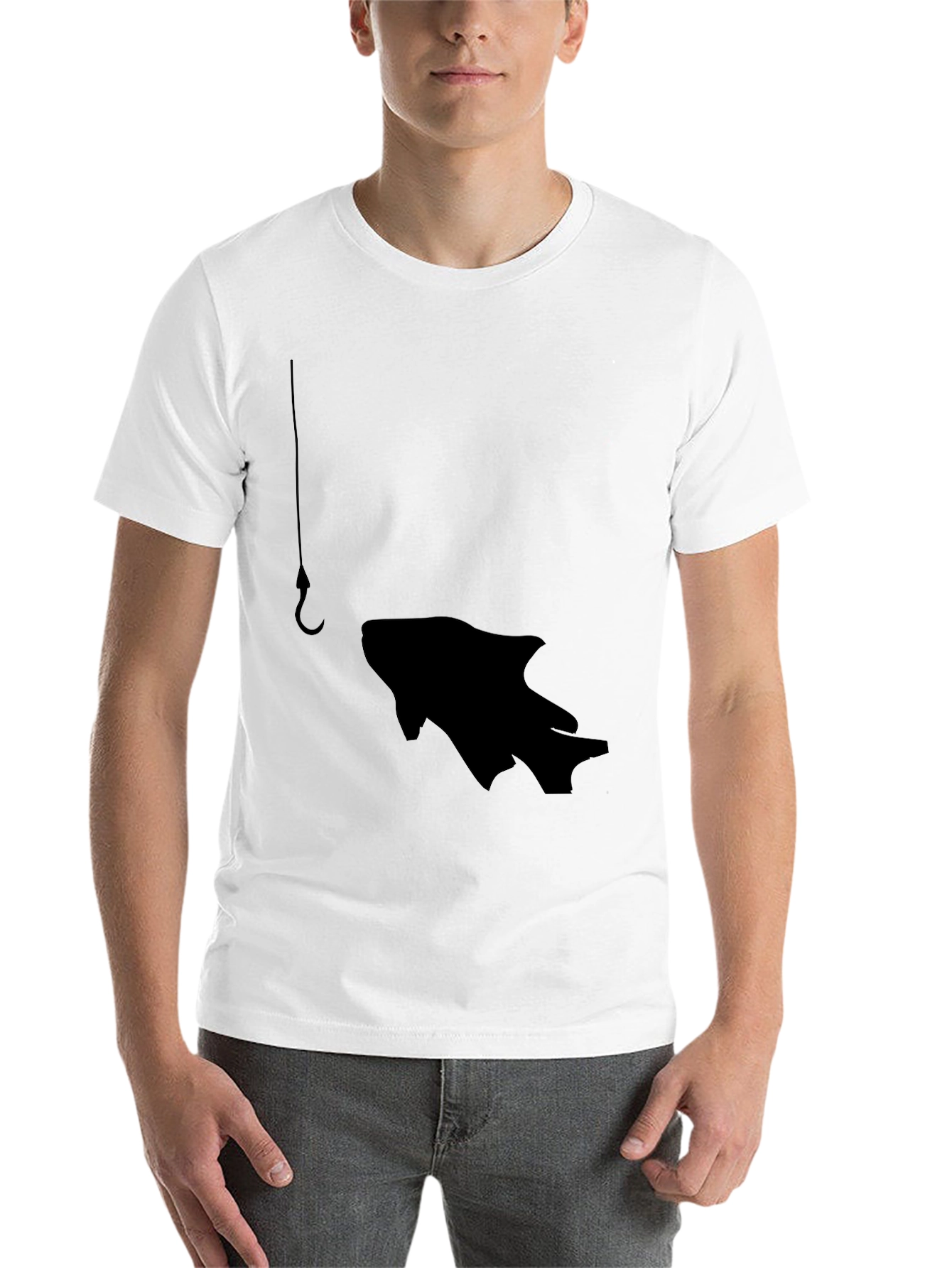 Black Fishing Hook Fish Graphic Tee - Black view 14