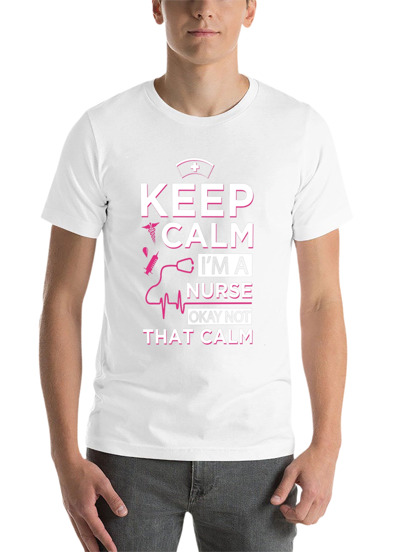 Black Keep Calm I'm A Nurse T-Shirt - Funny Nurse Tee view 14