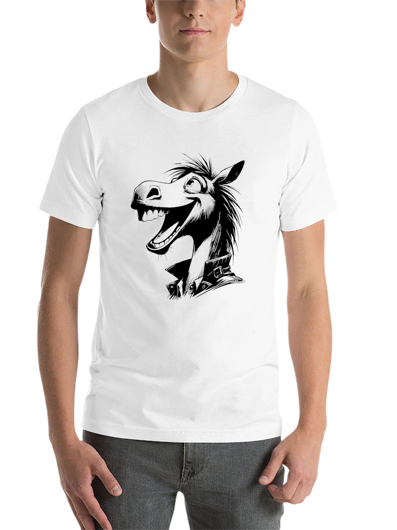 Black Cartoon Horse Black T-Shirt view 14
