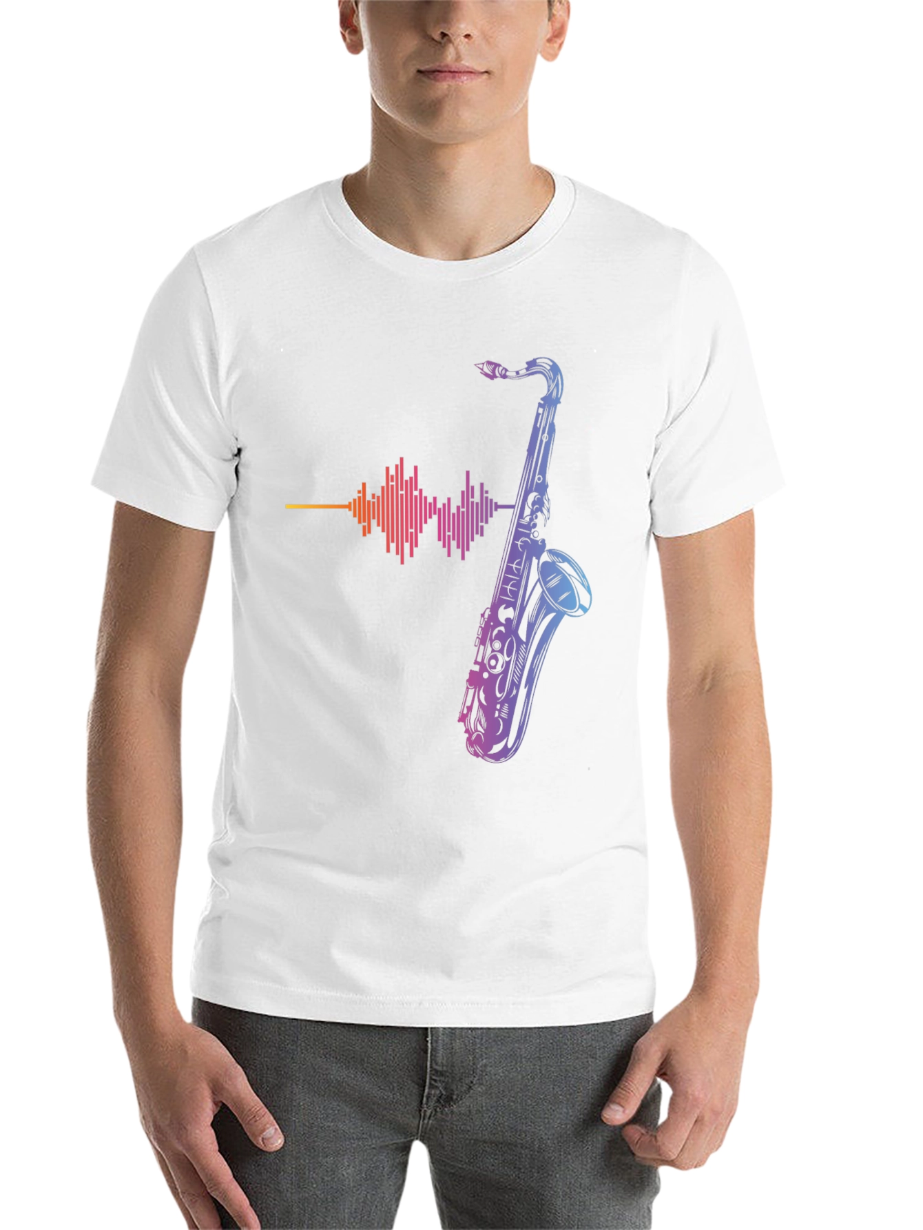 Black Saxophone Graphic Print Tee - Music Lover T-Shirt view 14