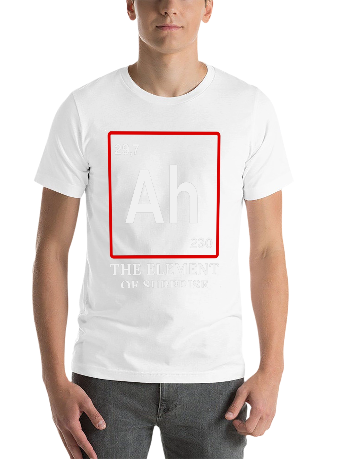 Black Funny Science T-Shirt: Element of Surprise (Ah) view 14