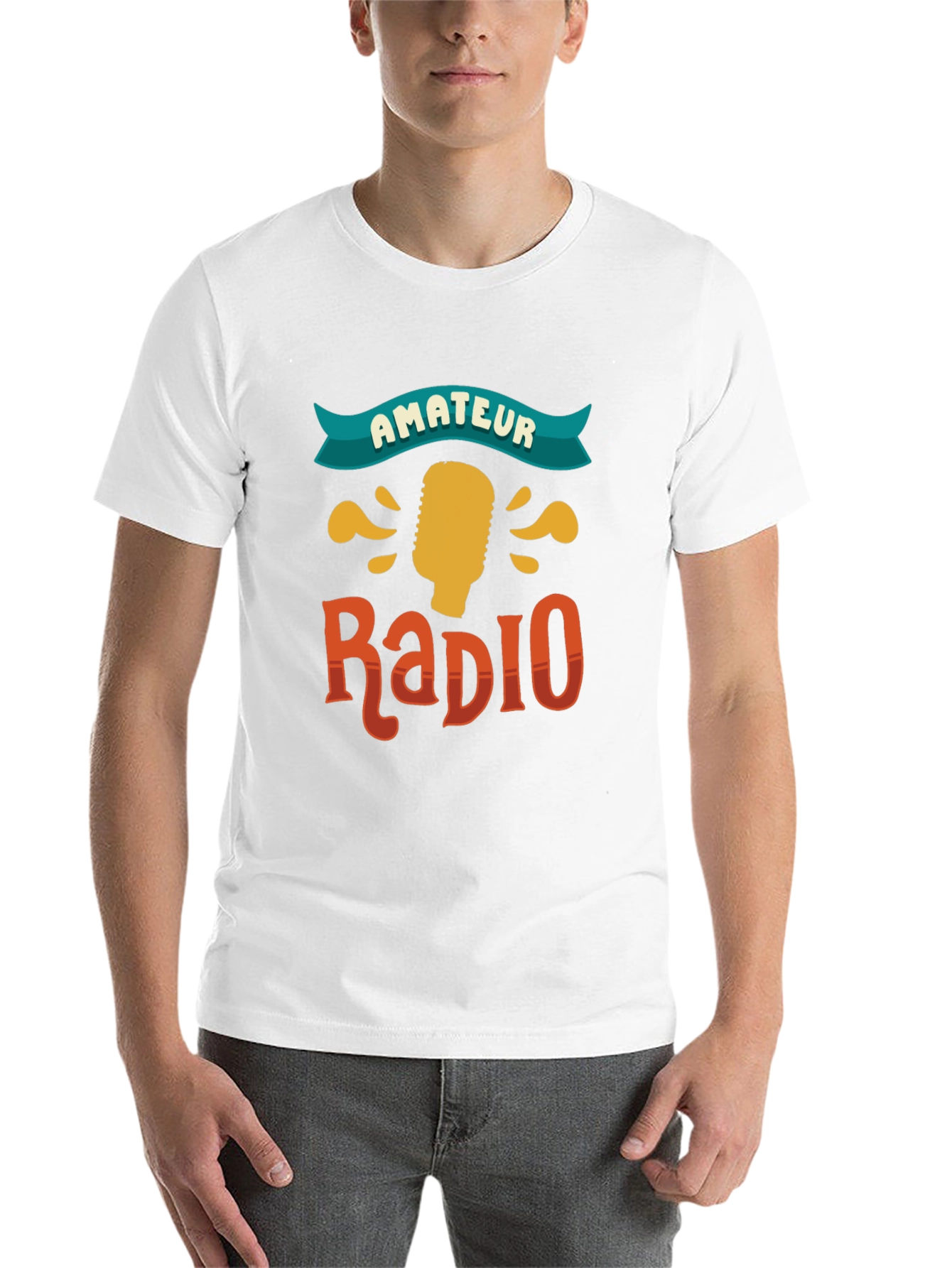Black Amateur Radio Graphic Tee - Black Cotton T-Shirt view 14