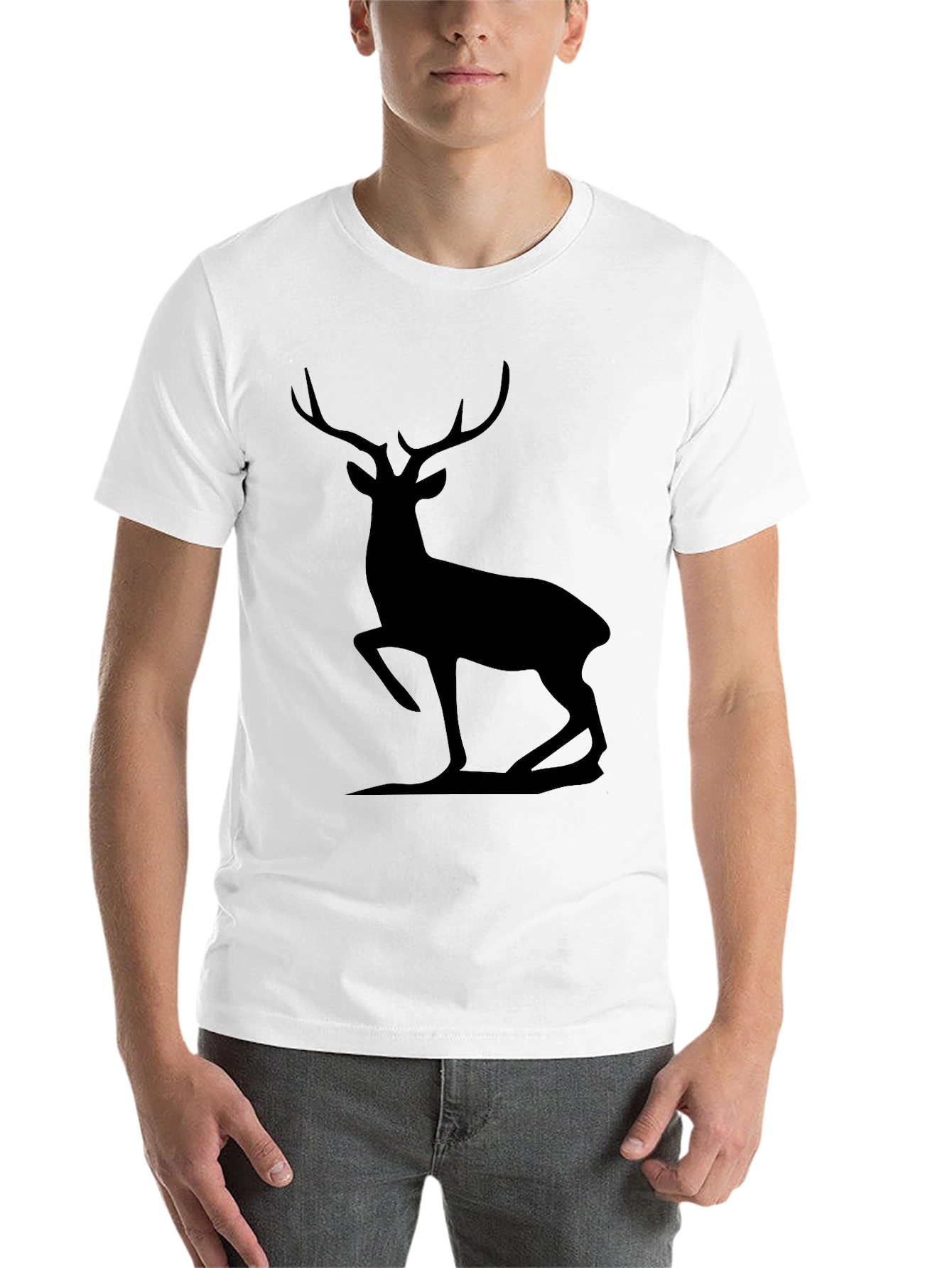 Black Men's Black Deer Silhouette Graphic Tee view 14