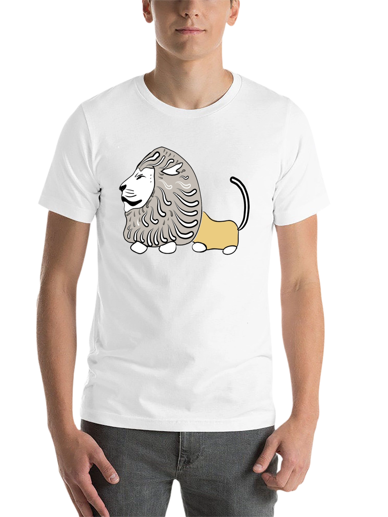 Black Cartoon Lion Graphic Tee - Casual Black T-Shirt view 14