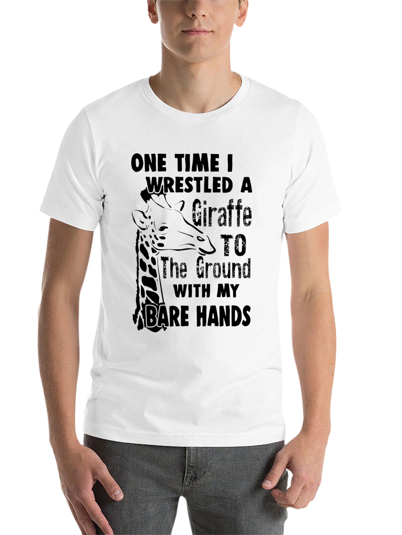 Black Giraffe Wrestler T-Shirt - Funny Graphic Tee view 14