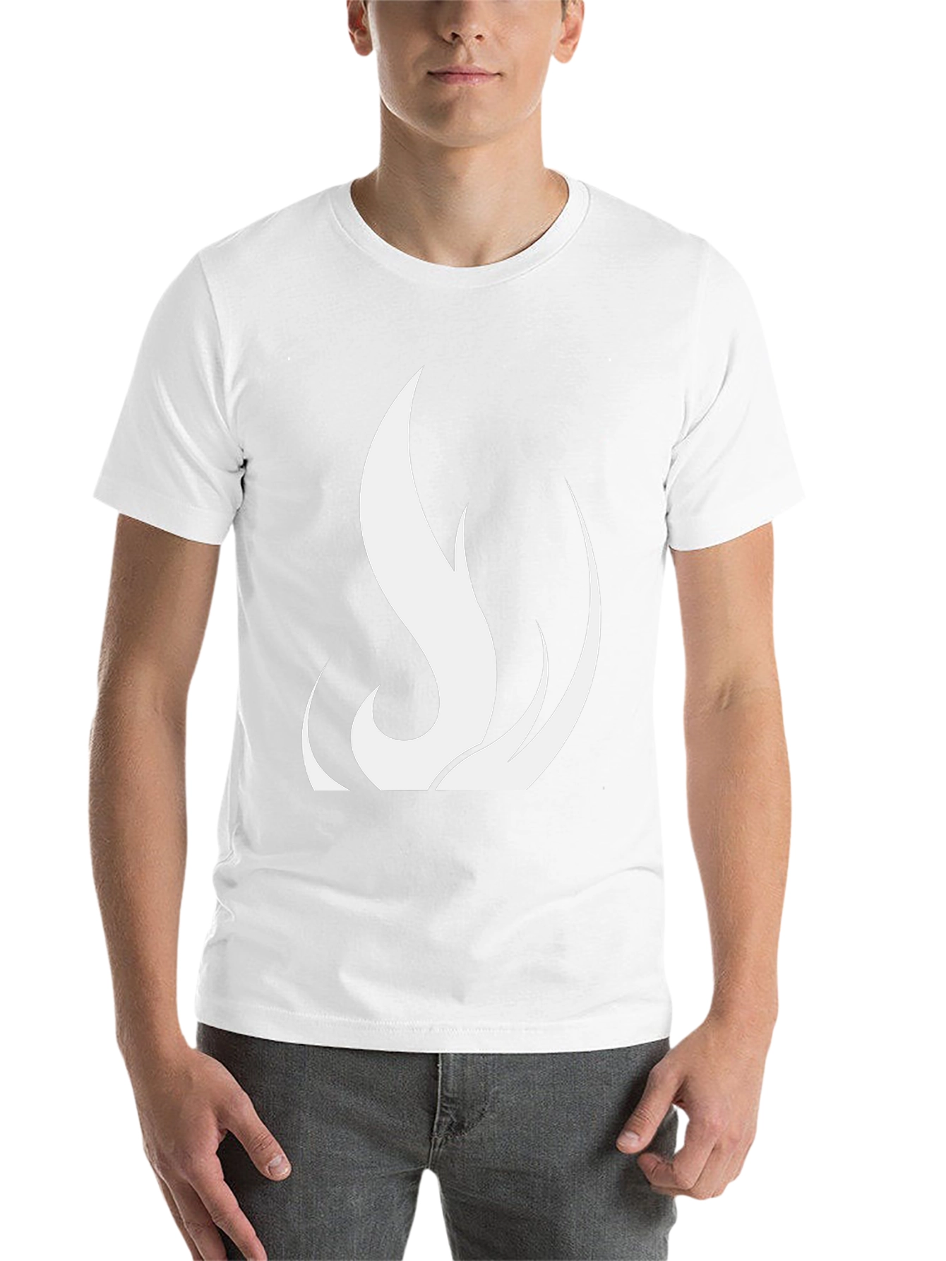 Black Black T-Shirt with White Flame Design view 14