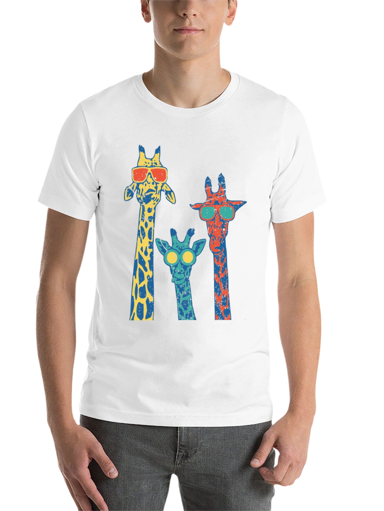 Black Cool Giraffe Crew Neck T-Shirt view 14