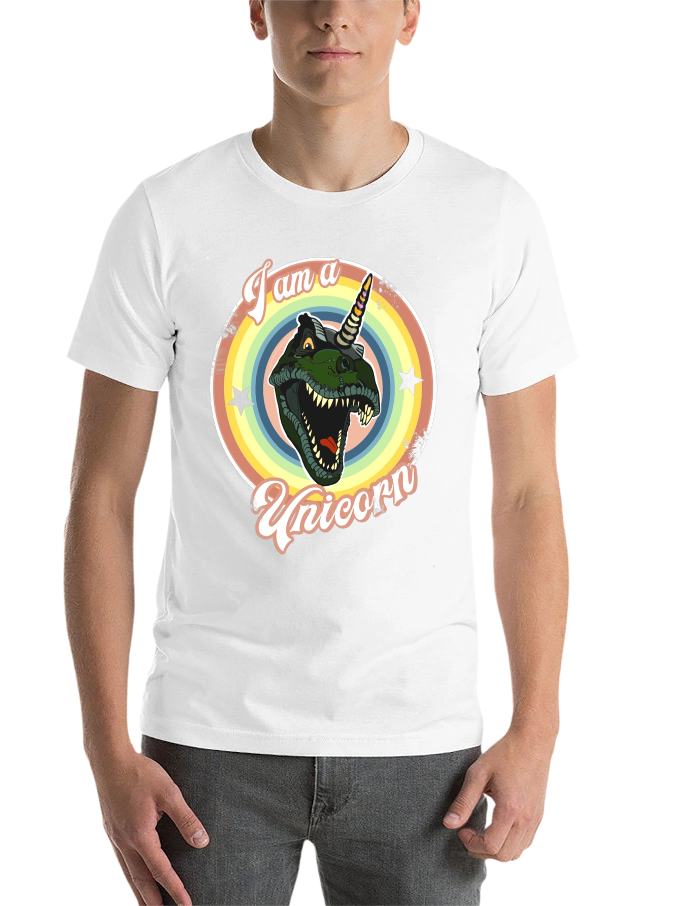 Black I am a Unicorn Dinosaur T-Shirt view 14