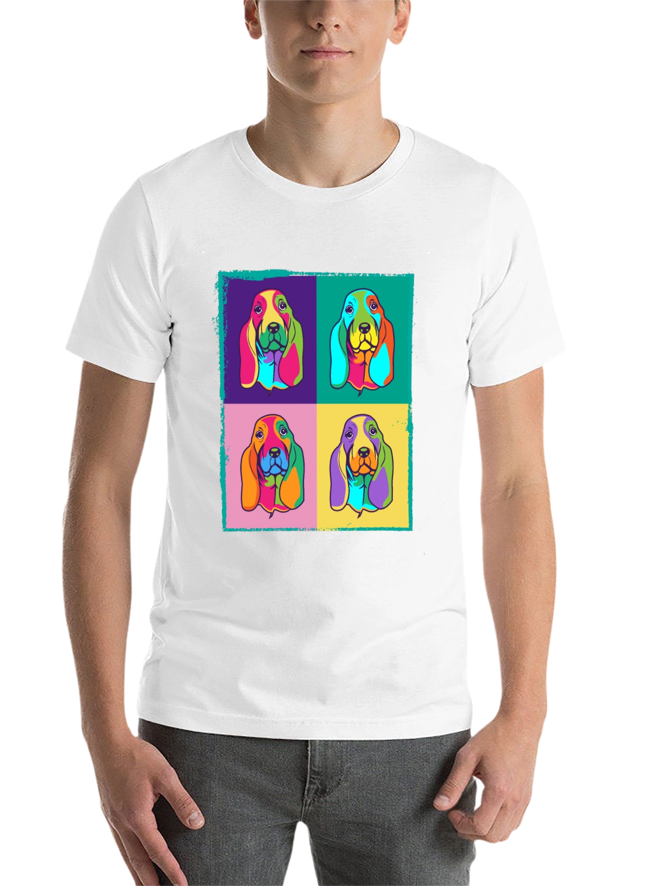 Black Pop Art Basset Hound Graphic Tee view 14
