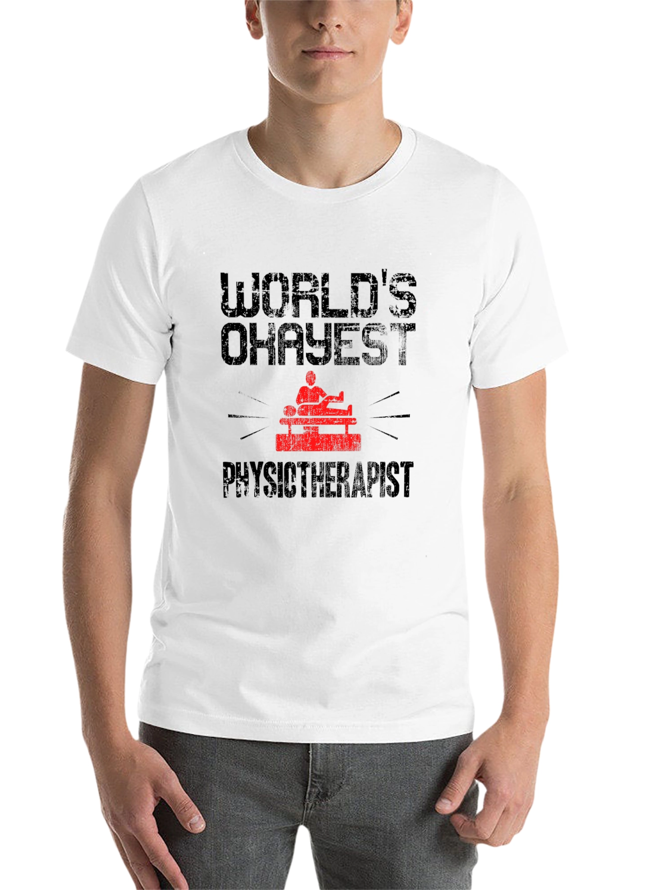 Black World's Okayest Physiotherapist Graphic Tee view 14