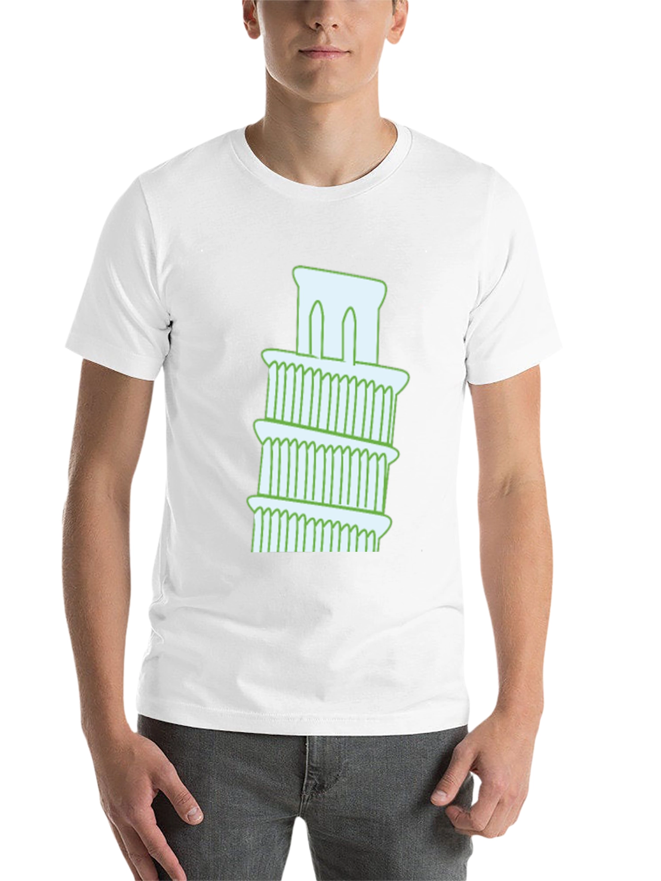 Black Leaning Tower Graphic Tee - Black Cotton T-Shirt view 14