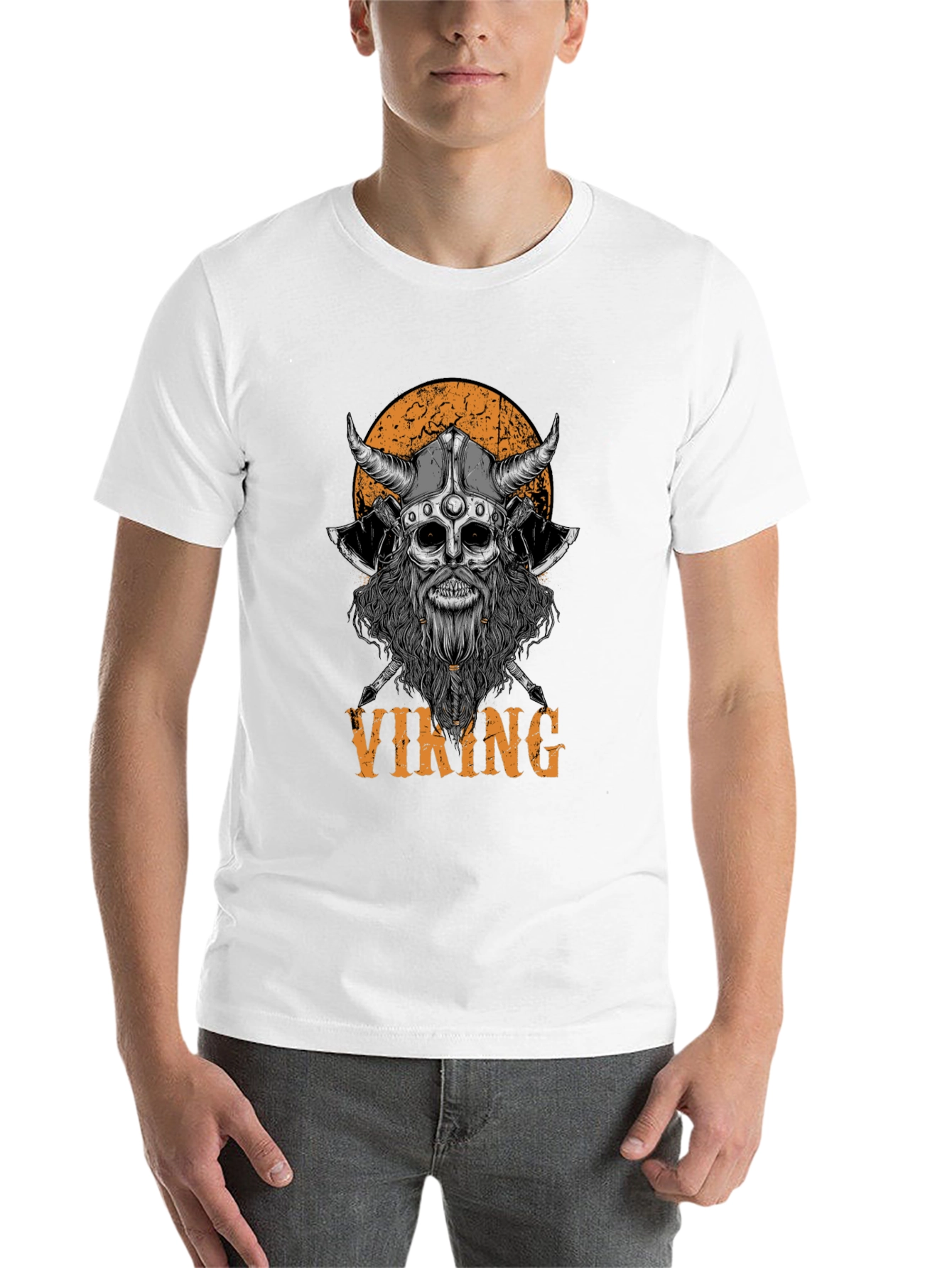 Black Viking Skull Graphic Black T-Shirt view 14