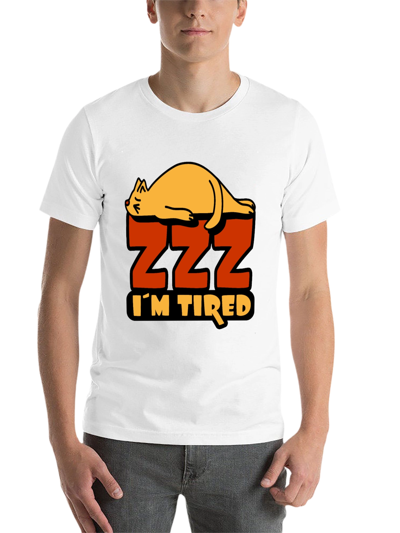 Black I'm Tired Cat Zzz T-Shirt - Sleepy Lazy Funny Tee view 14