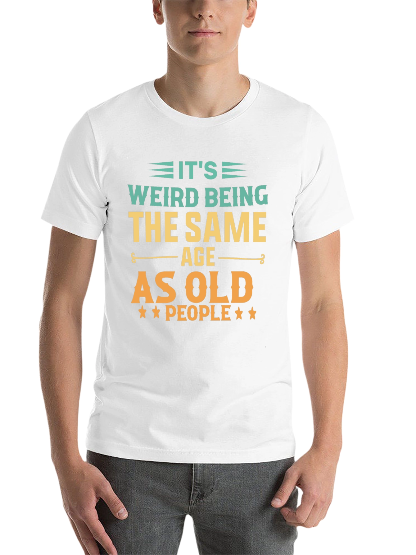 Black Funny "It's Weird Being The Same Age As Old People" Black T-Shirt view 14