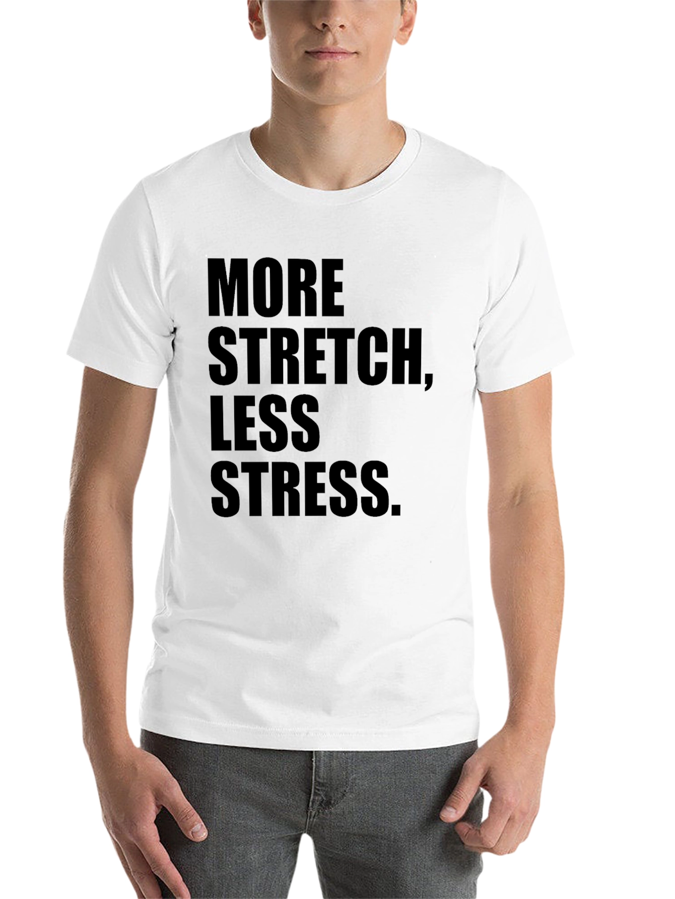 Black More Stretch Less Stress Graphic Tee view 14