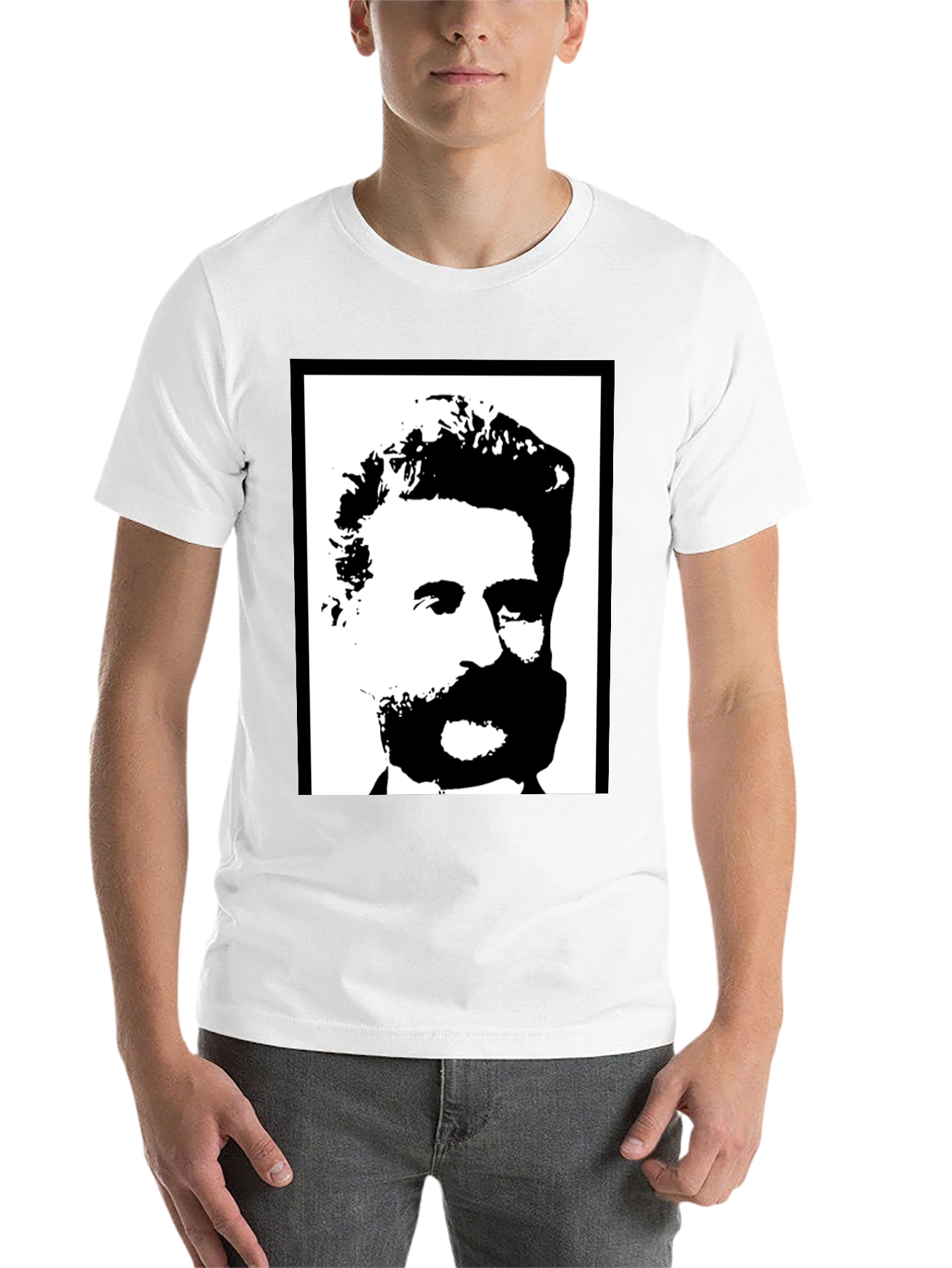 Black Bold Black & White Portrait Graphic Tee view 14