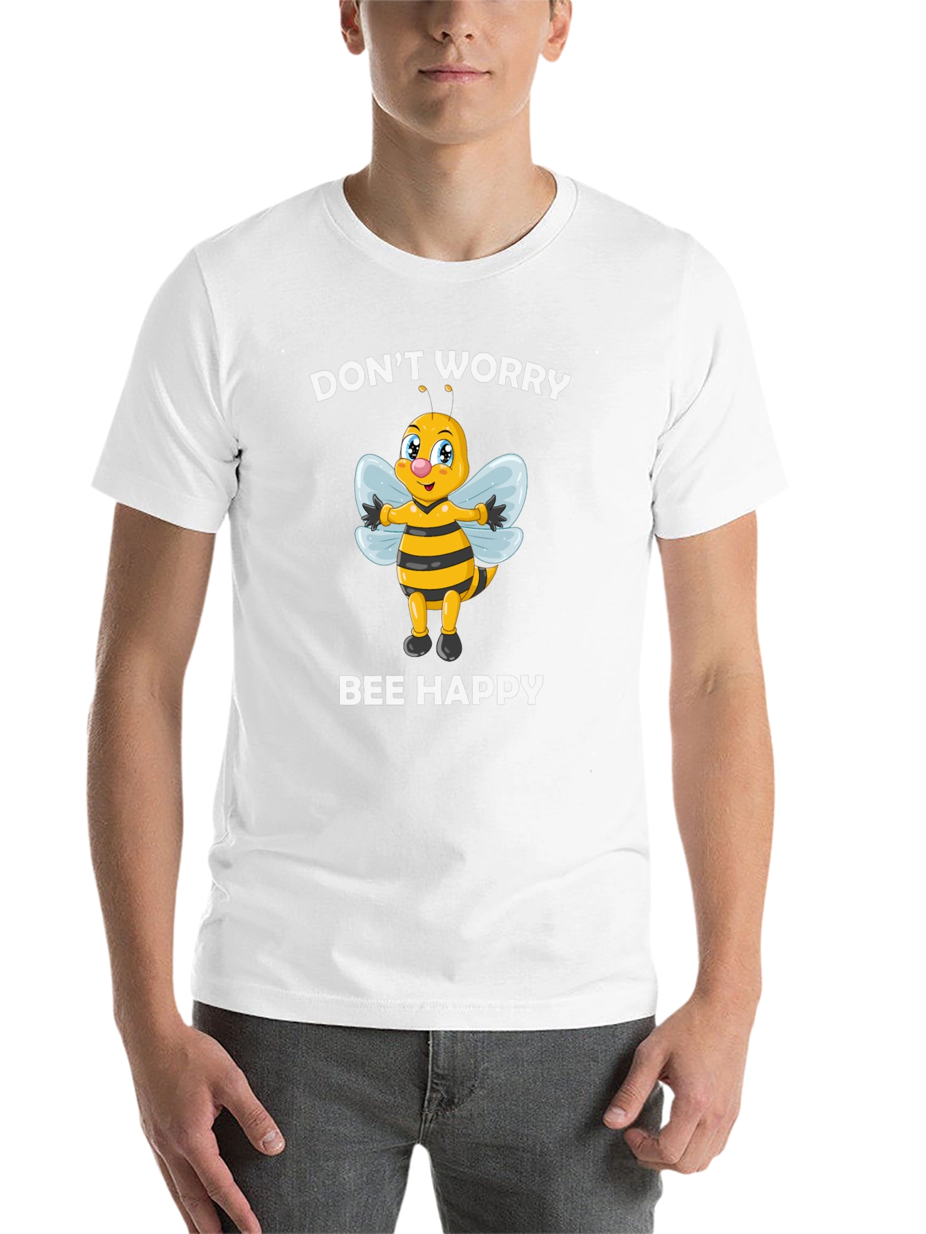 Black Don't Worry Bee Happy Graphic Tee view 14