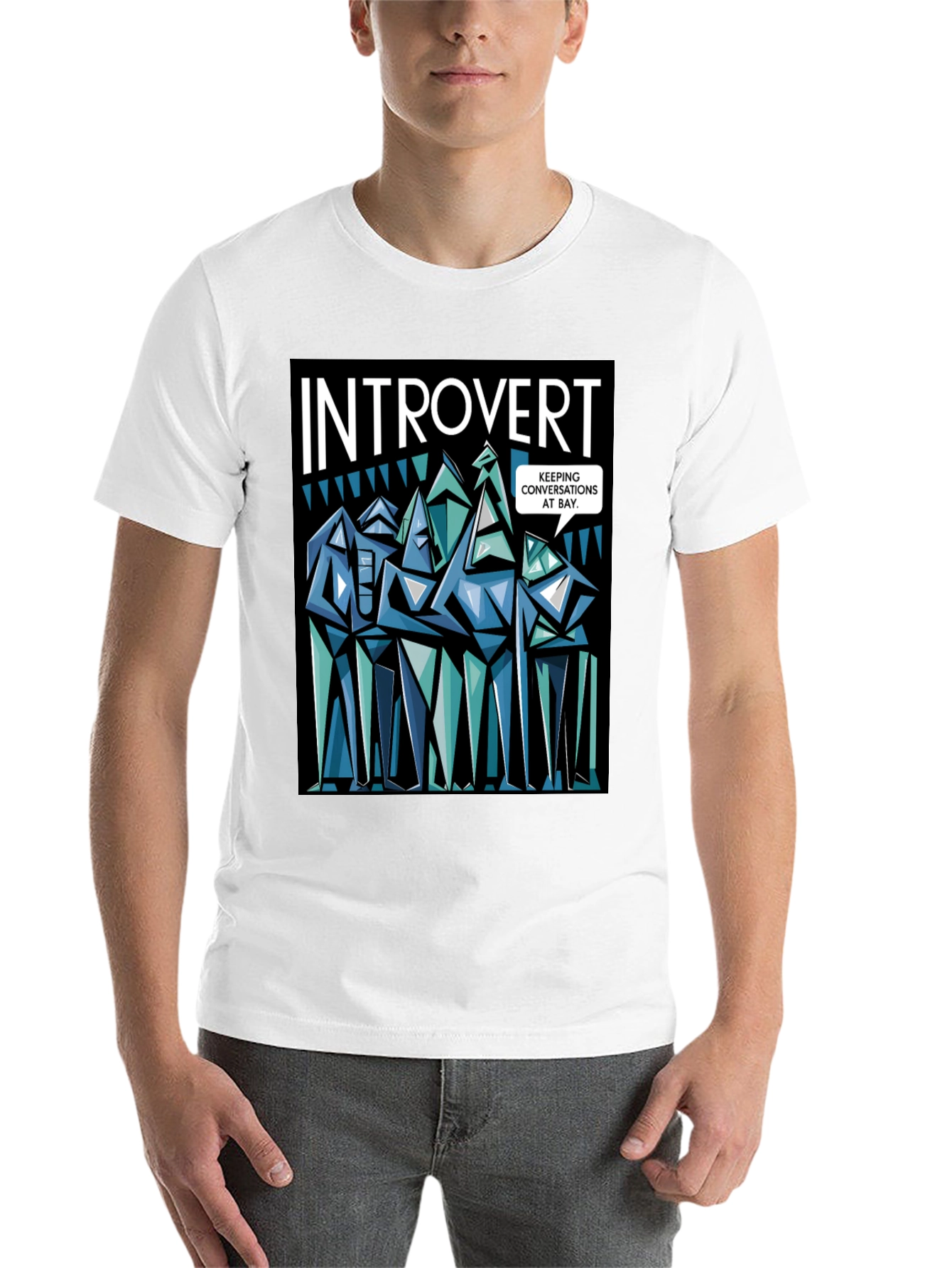 Black Introvert Graphic Novelty T-Shirt view 14