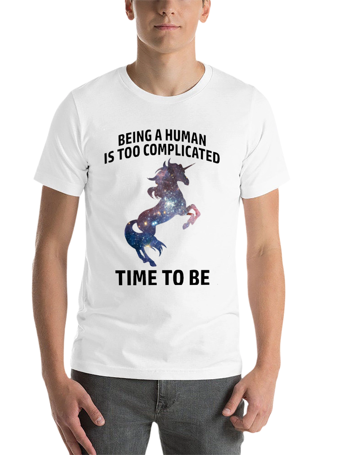 Black Unicorn Galaxy T-Shirt - Complicated Human Humor Tee view 14