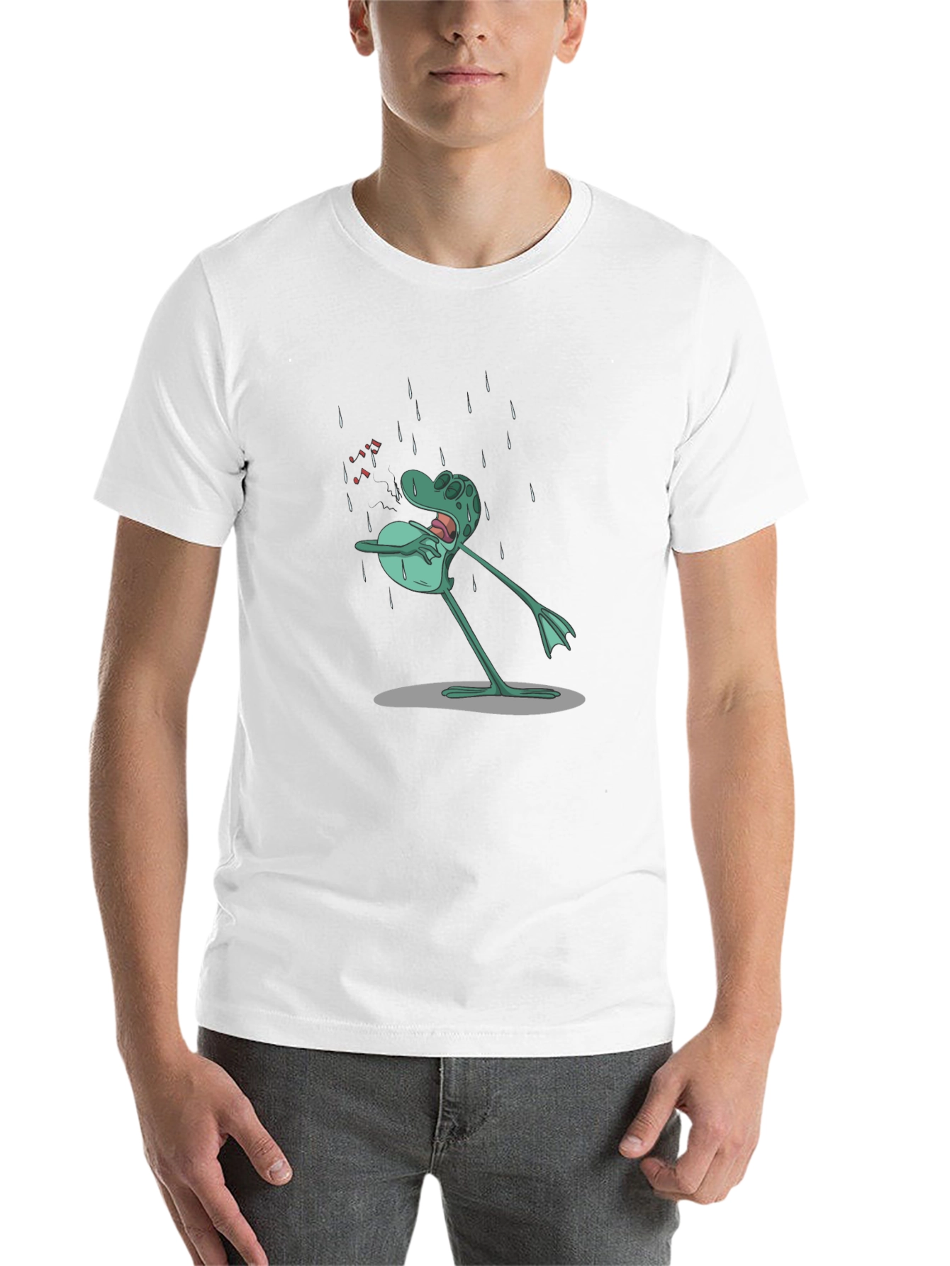 Black Sad Frog Cartoon Black T-Shirt view 14