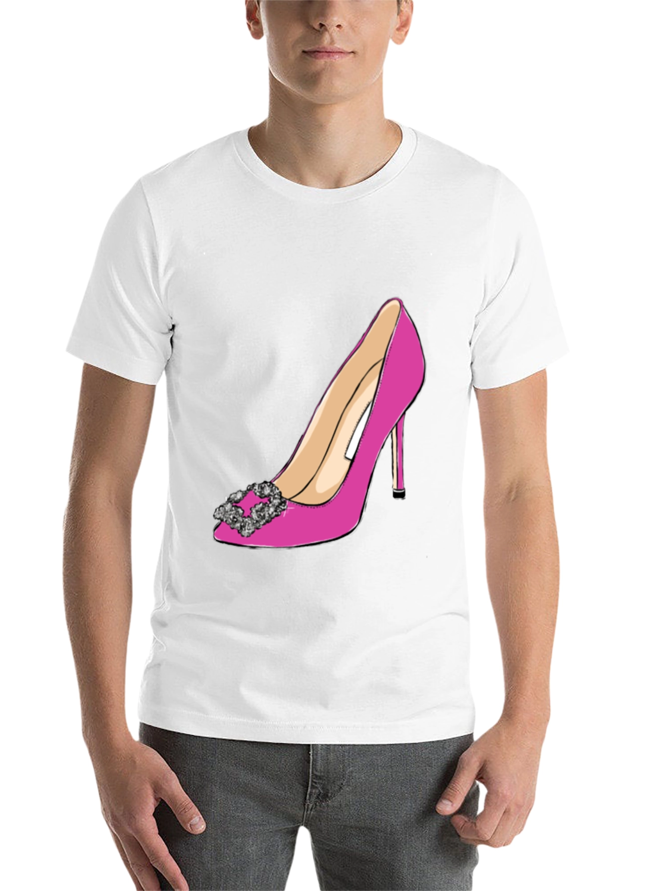 Black Stylish Pink High Heel Shoe Graphic Tee view 14