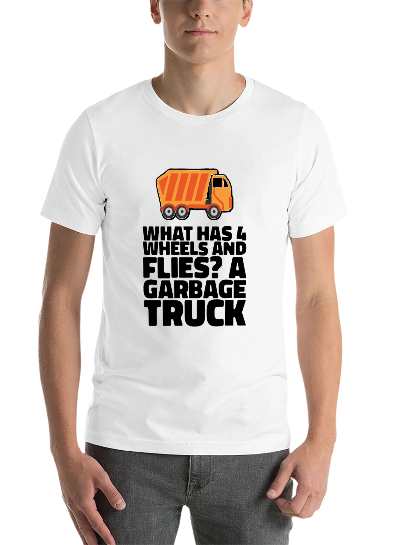 Black Garbage Truck Riddle Graphic T-Shirt - Black view 14