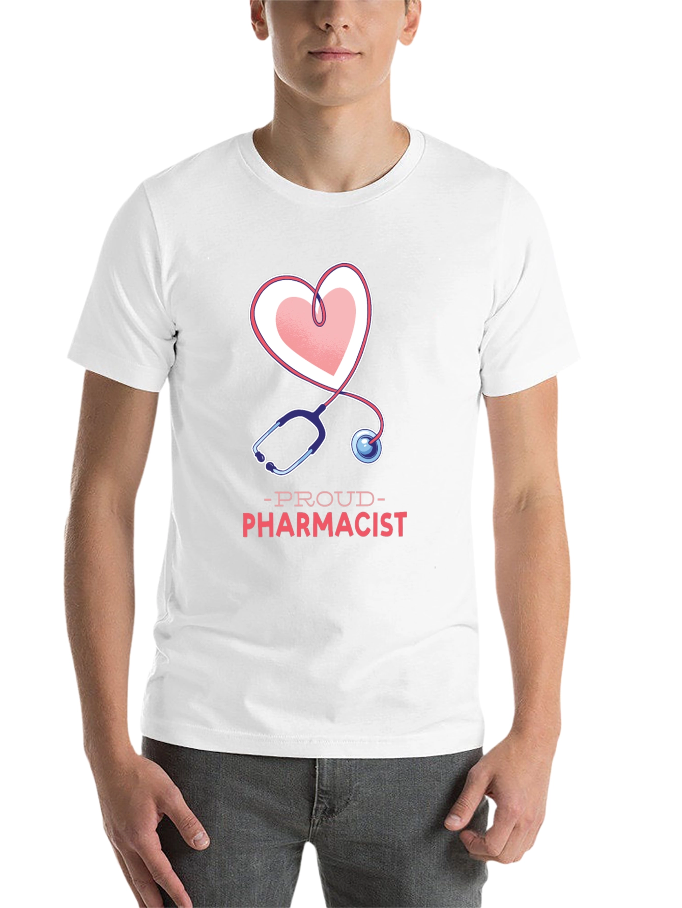 Black Proud Pharmacist Heart Stethoscope T-Shirt view 14